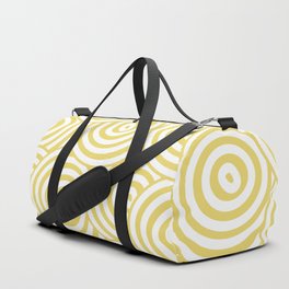 Yellow and White Hypnotic Circle Pattern Pairs Dulux 2022 Popular Colour Lemon Jester Duffle Bag