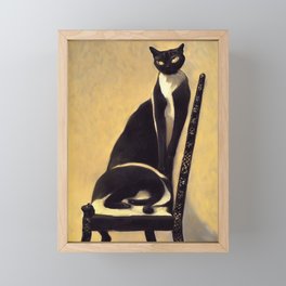 Tall Cat in a Chair Framed Mini Art Print