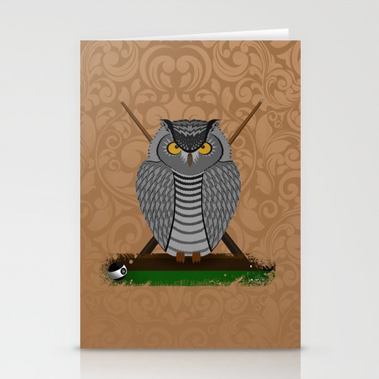 owl playing billiards Stationery Cards