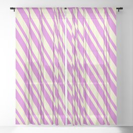 [ Thumbnail: Orchid and Light Yellow Colored Lines/Stripes Pattern Sheer Curtain ]