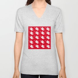 Red cute cherub angel pattern  V Neck T Shirt