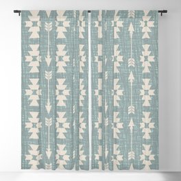 Southwestern Arrow Pattern 249 Turquoise and Beige Blackout Curtain