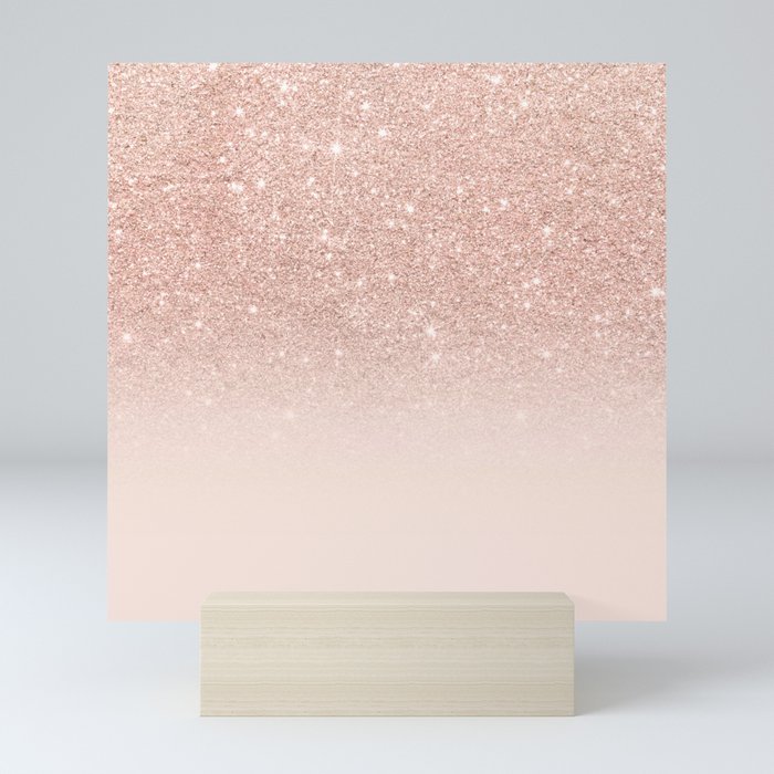 Rose gold faux glitter pink ombre color block Art Print by Audrey Chenal