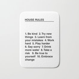 House Rules Bath Mat | Giftsforher, Helvetica, Typography, Liferules, Resolutions, Inspirational, Graphicdesign, Quotes, Black And White, Houserules 
