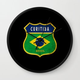 Curitiba Brazil Coat of Arms Flags Design Wall Clock