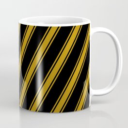 [ Thumbnail: Black & Dark Goldenrod Colored Lines Pattern Coffee Mug ]