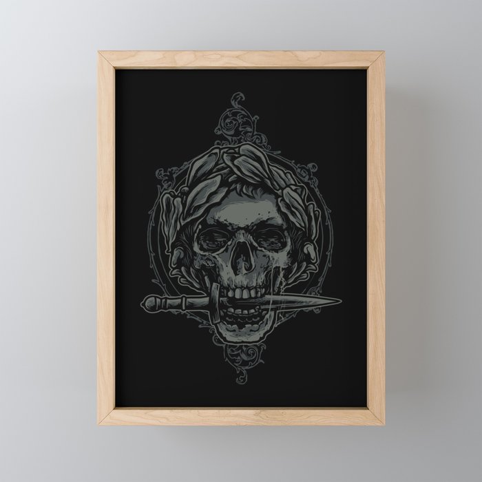 Caesar Skull With Knife Framed Mini Art Print