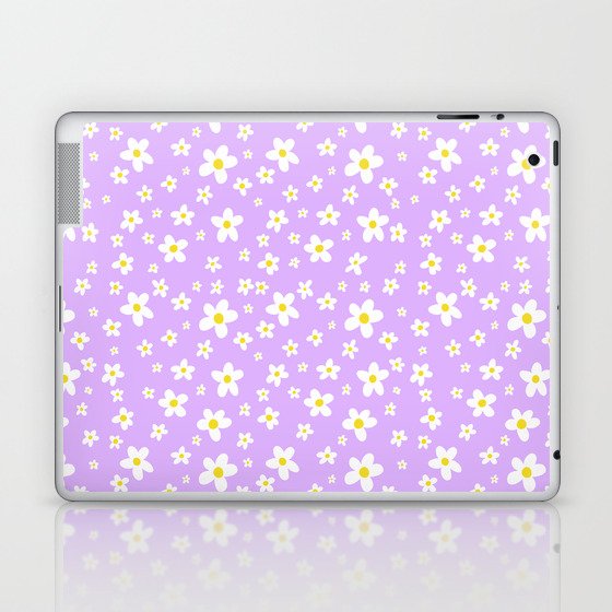 White Daisies over Pastel Purple Laptop & iPad Skin