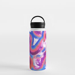 Swirls and Squiggles Abstract Painting - Blue Pink Purple Water Bottle