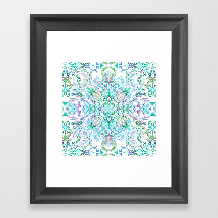 Painted Rainbow Doodles Framed Art Print