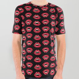 Vampire Mouth - Black All Over Graphic Tee