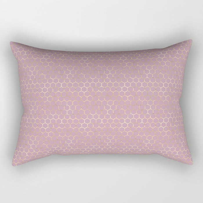 Rose Gold Honeycomb Pattern Rectangular Pillow