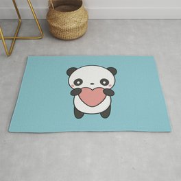 Kawaii Cute Panda With A Heart Rug | Cutepanda, Chibipanda, Babypanda, Adorablepanda, Cute, Whimsicalpanda, Happypanda, Lovelypanda, Painting, Kawaiipanda 