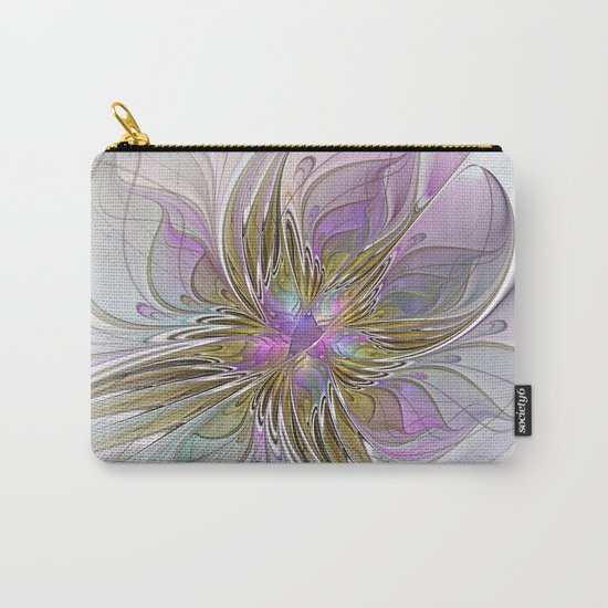 Flourish, Abstract Fractal Art Flower Carry-All Pouch