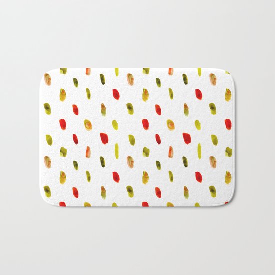 Olive and orange || watercolor brushstrokes Bath Mat