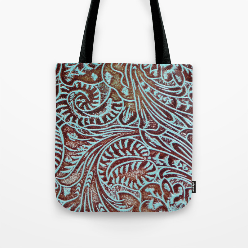 light blue leather tote