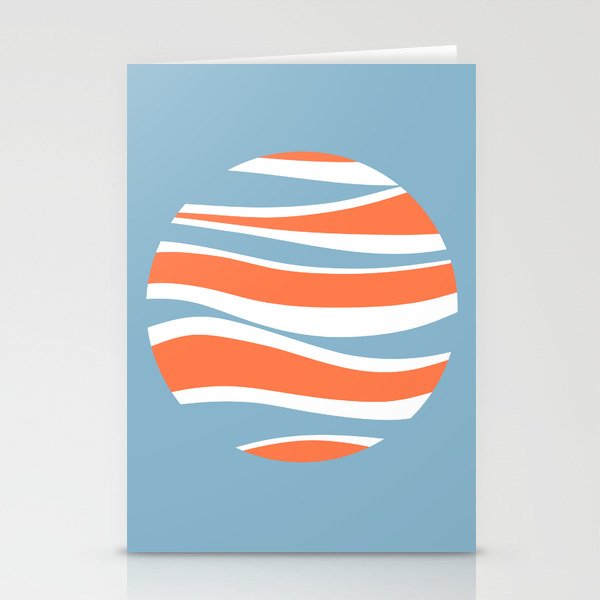 Deep Sea - Red Blue Abstract Minimalistic Art Design Pattern Stationery Cards
