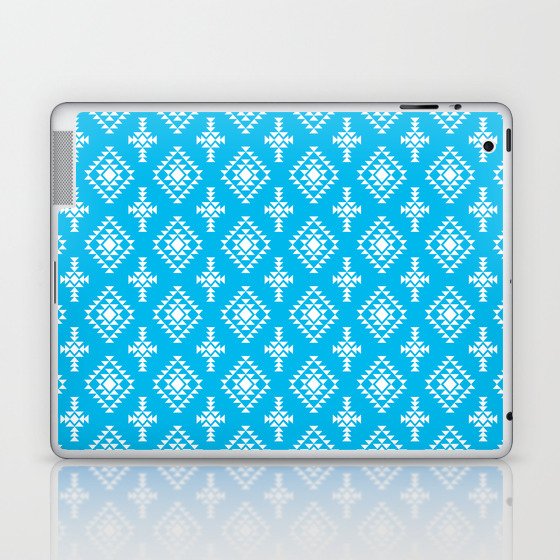Turquoise and White Native American Tribal Pattern Laptop & iPad Skin