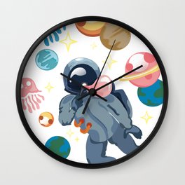 Cool Funny Floating Space Astronaut with Jellyfish Wall Clock
