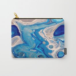 Blue and Silver Fluid Abstract - Silver Lining Carry-All Pouch