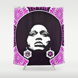 Angela Davis - Power & Equality - Power to the People Pink African American Vintage Poster Shower Curtain