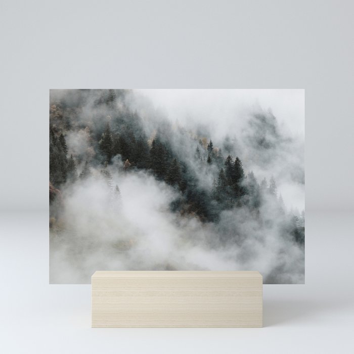 Mountain Forest in Fog Mini Art Print
