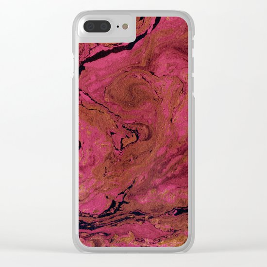 Marble texture background black and cream , pink shades . Clear iPhone Case