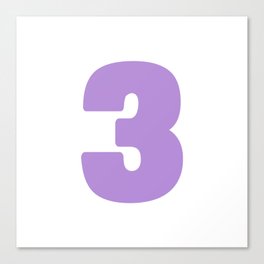 3 (Lavender & White Number) Canvas Print