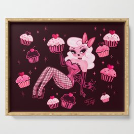Cupcake Girl Pink on Dark Chocolate Serving Tray