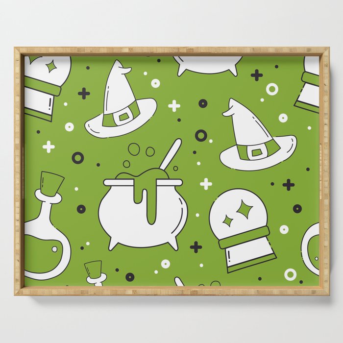 Scary Witch Halloween Background Serving Tray