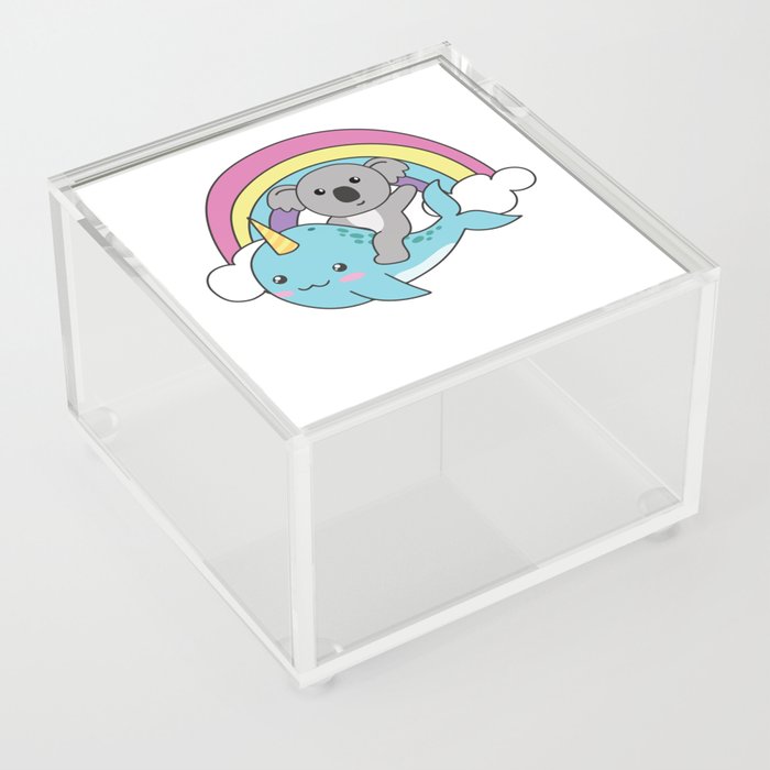 Narwhal Koala Ocean Unicorn Kawaii Rainbow Acrylic Box