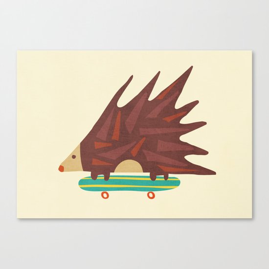 Hedgehog in hair raising speed Canvas Print