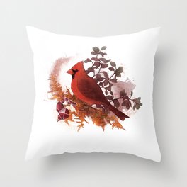 Cardinal Bird and Copper Throw Pillow