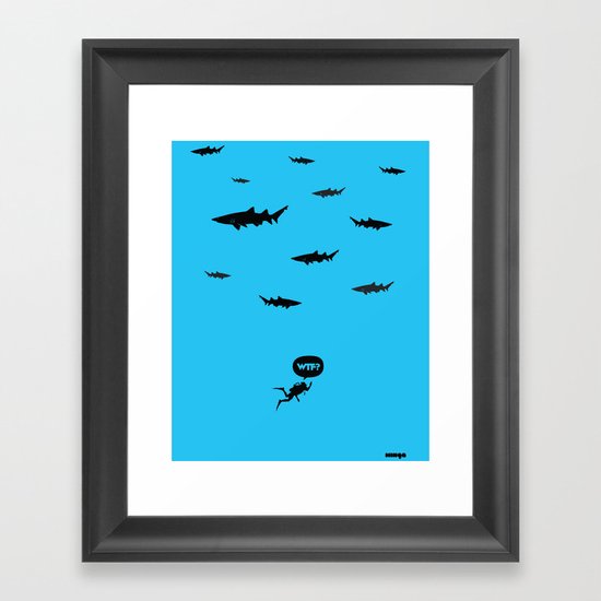 WTF? Tiburones! Framed Art Print