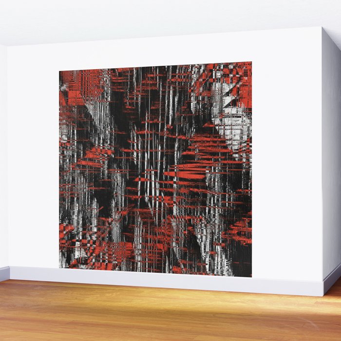 Red And Black Modern Art Wall Mural By Leatherwooddesign Society6