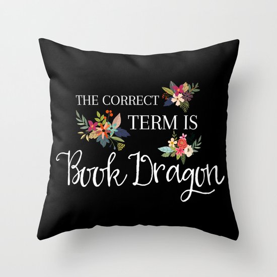 Book Dragon Throw Pillow