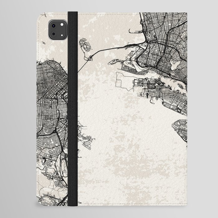 Oakland USA - City Map - Black and White iPad Folio Case