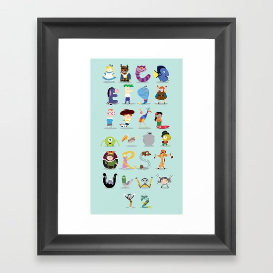 Animated characters abc Framed Art Print