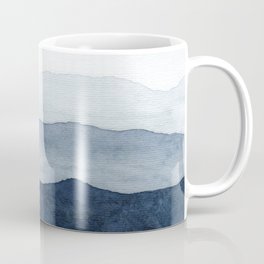 Indigo Abstract Watercolor Mountains Coffee Mug | Minimal, Adventure, Landscape, Foggy, Nature, Contemporary, Indigo, Abstract, Painting, Minimalist 
