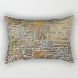Avondale Brown Stone Wall and Mortar Texture Photography Rectangular Pillow