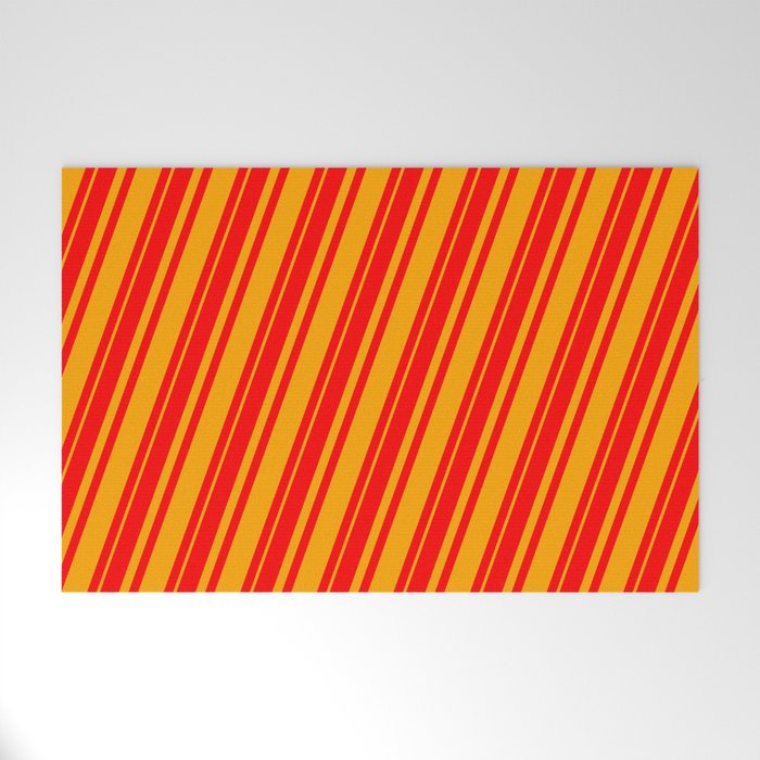 Red & Orange Colored Pattern of Stripes Welcome Mat