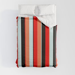 [ Thumbnail: Light Cyan, Coral, Red & Black Colored Lines/Stripes Pattern Duvet Cover ]