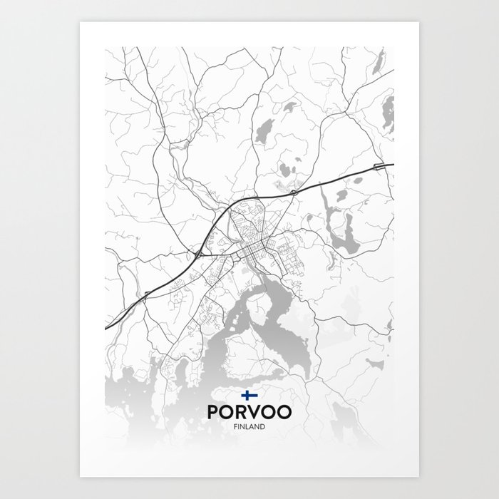 Porvoo, Finland - Light City Map Art Print