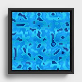 Blue Geometric Pattern Framed Canvas