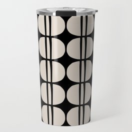 Mid Century Modern Geometric Pattern 157 Mid Mod Black and Linen White Travel Mug