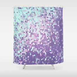 Aqua and Violet Purple Mosaic Shower Curtain