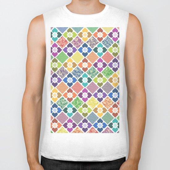 Colorful Floral Pattern III Biker Tank