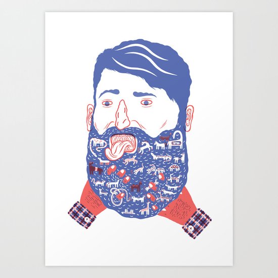 Animals in Beard Art Print
