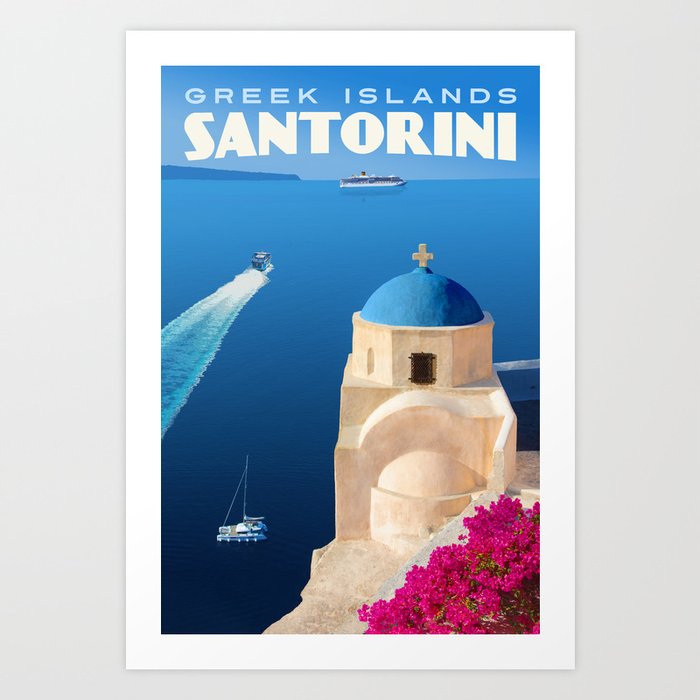 Santorini Travel Poster Art Print