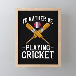 Cricket Game Player Ball Bat Coach Cricketer Framed Mini Art Print